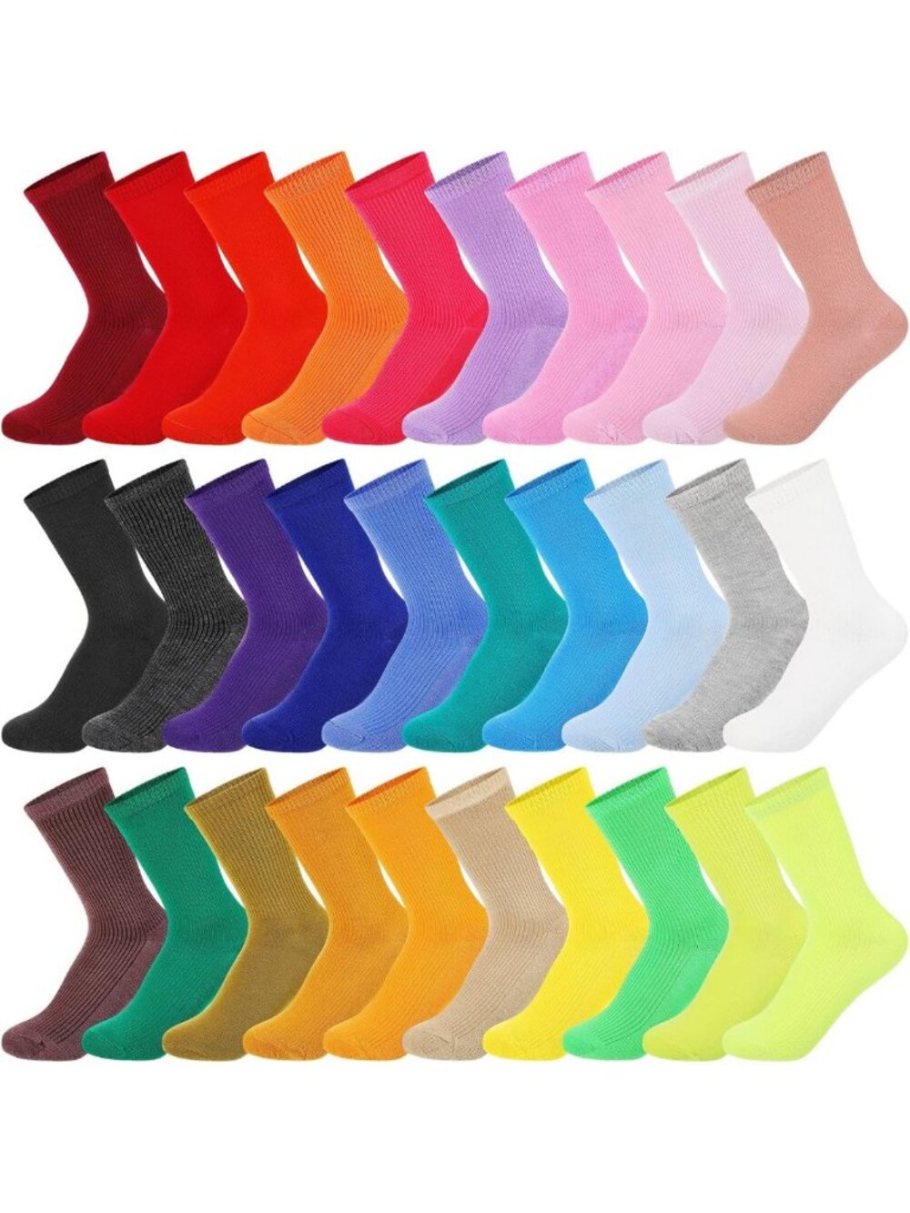 30 Pairs Women's Athletic Crew Socks - Soft Cotton, Comfortable & Durable